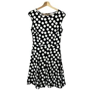 New York & Co Black & White Polka Dot Fit & Flare Mini Dress XS